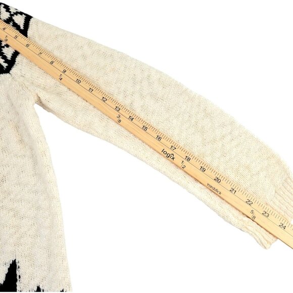 Womens XL Olivia & Sky Fringe Aztec Boho Open Front Cardigan- Cream Long Sleeve - Picture 10 of 12